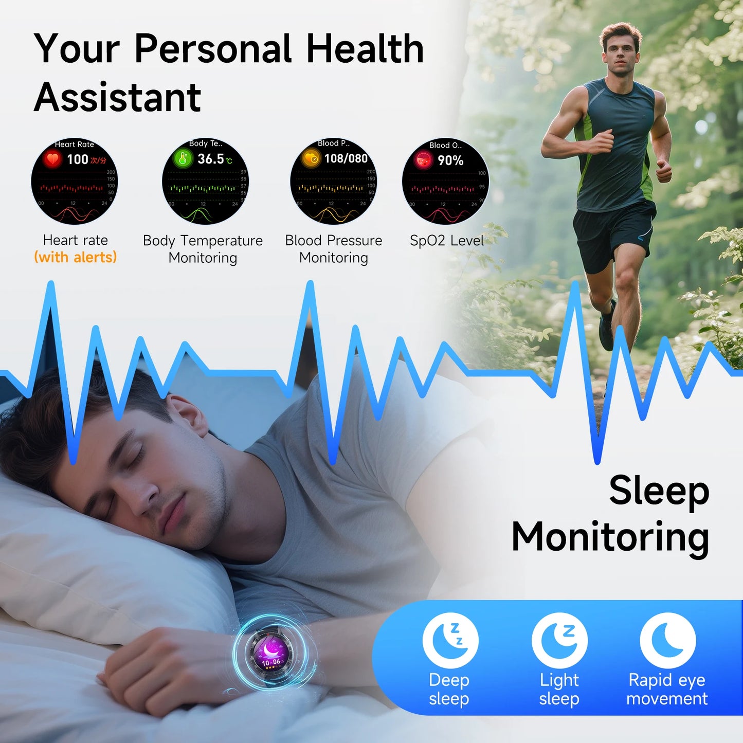 AI Health Diagnose ECG PPG Smartwatch With Bluetooth Call BP - Arthur's Wellness Emporium