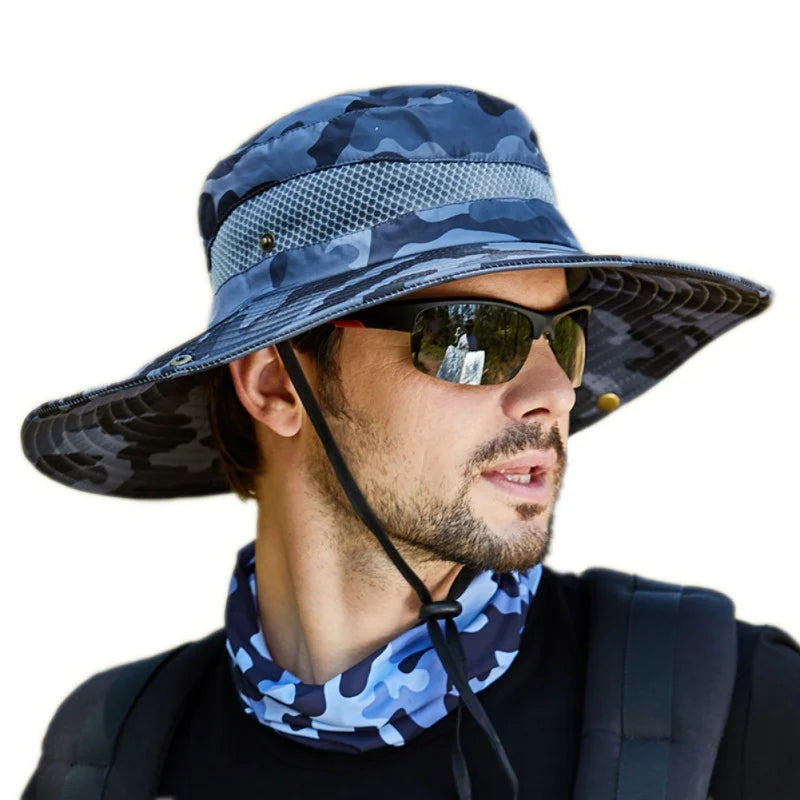 Men Foldable Bucket Hat Breathable Sun Protection Wide Brim - Arthur's Wellness Emporium