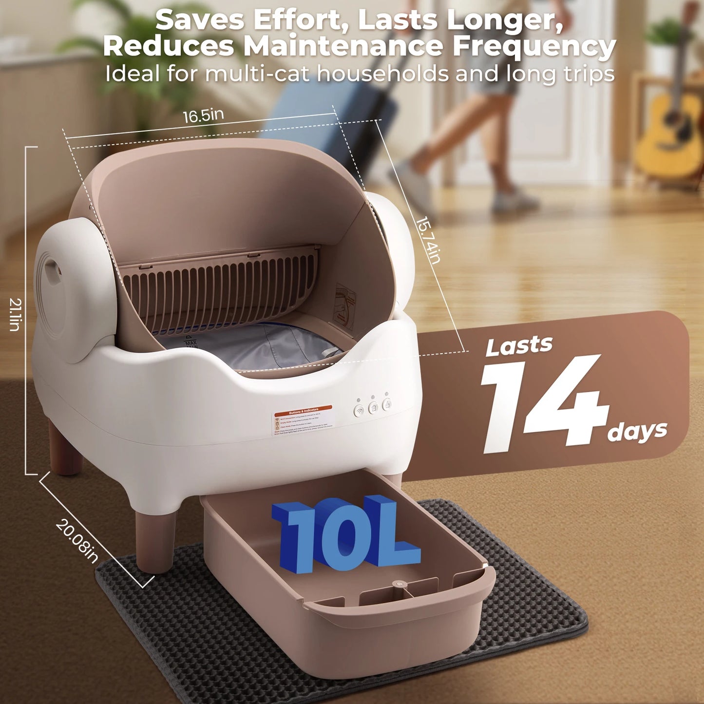 Lunapurr Self Cleaning Cat Litter Box With App Control Open Top - Arthur's Wellness Emporium