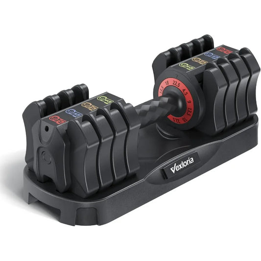 Adjustable Dumbbell Set 5-In-1 Quick Adjust With Storage Tray