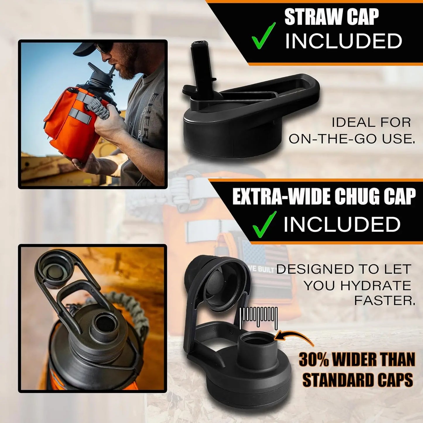 XMSJ Vacuum Insulated Water Bottle With Paracord Handle