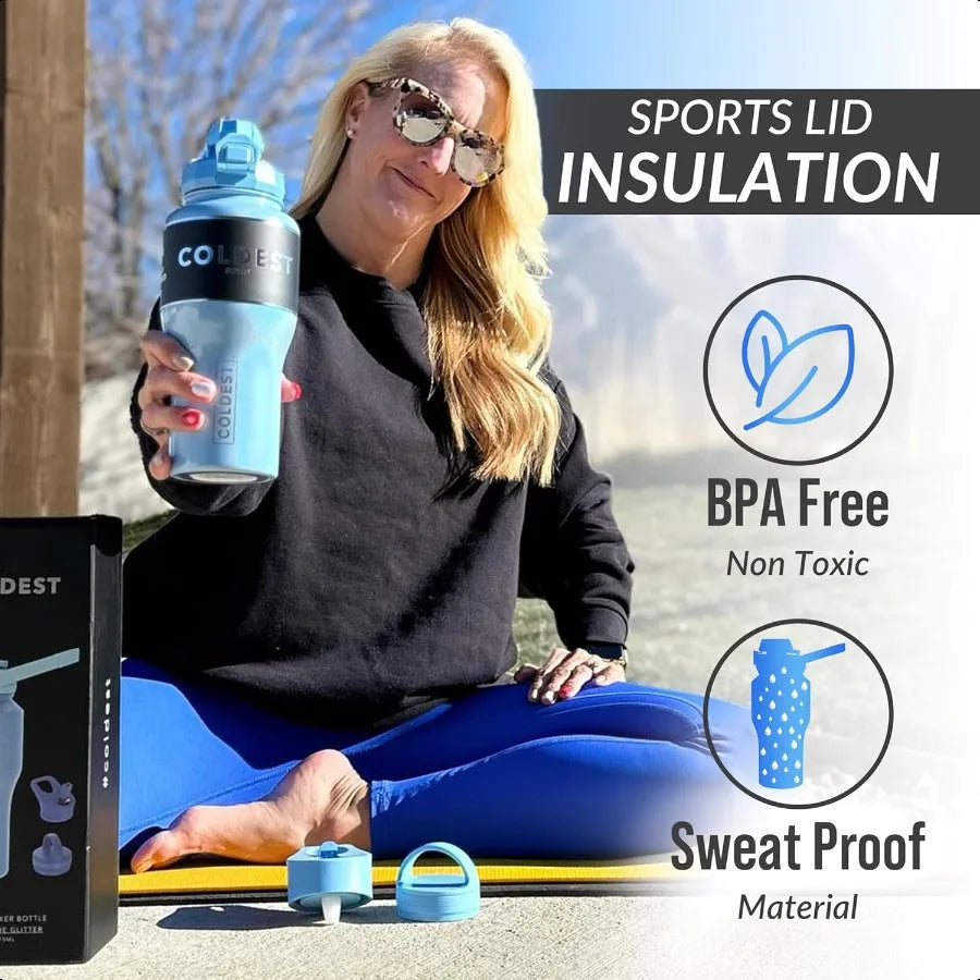 Coldest 3 In 1 Lids Water Bottle Chug Straw Insulated - Arthur's Wellness Emporium