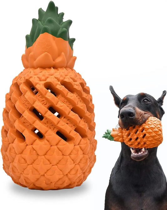 Indestructible Pineapple Dog Chew Toy For Aggressive Chewers Natural Rubber