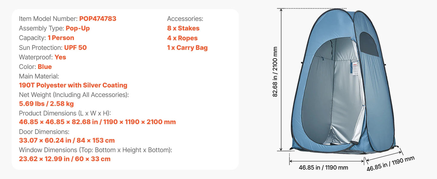SucceBuy Pop Up Shower Tent Instant Portable Privacy Changing Room - Arthur's Wellness Emporium