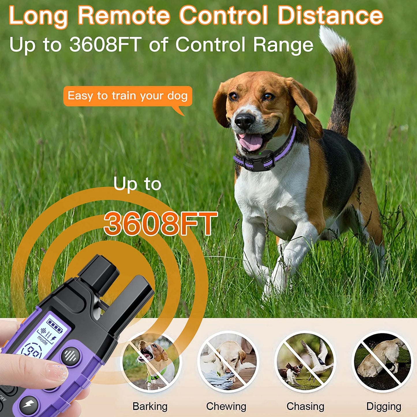 WXRPET Waterproof Electric Dog Training Collar Remote With Vibration Beep