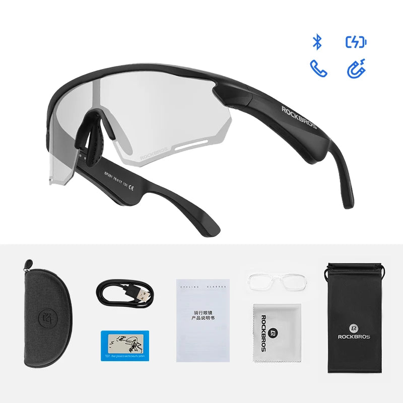 ROCKBROS Bluetooth Cycling Glasses Polarized UV400 Sunglasses