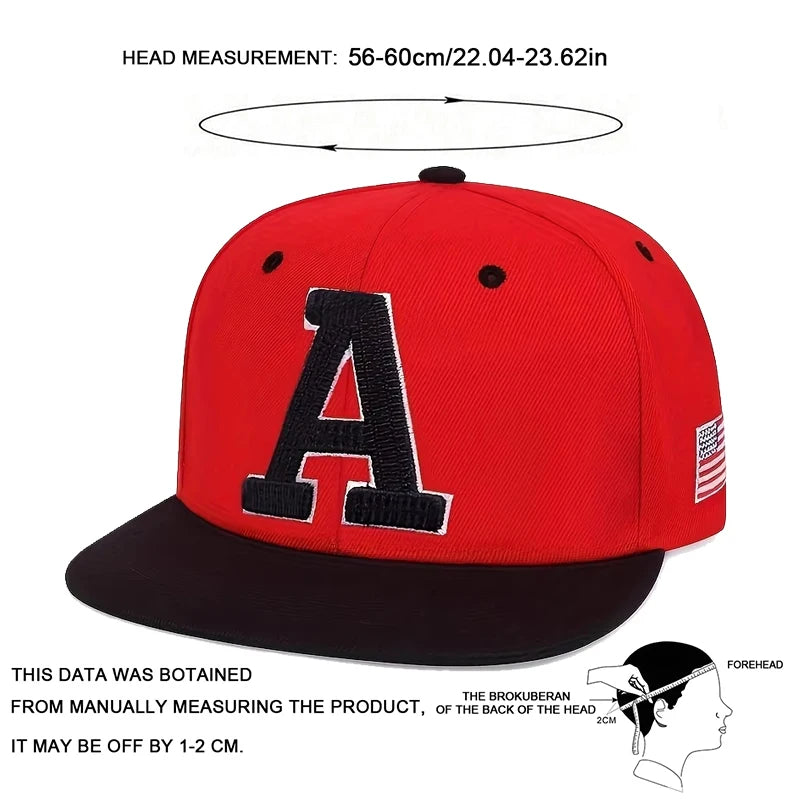 Men Hip Hop Cap A Letter Embroidery Snapback Baseball Hat - Arthur's Wellness Emporium