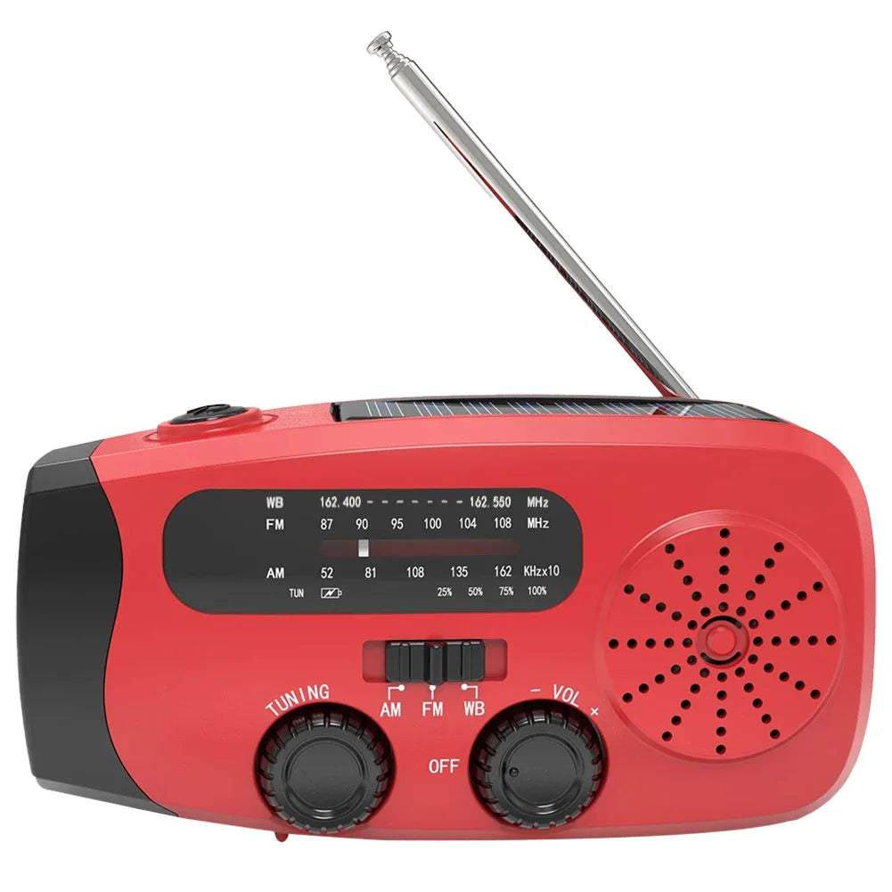 ANENG Emergency Solar Hand Crank Weather Radio With LED Flashlight
