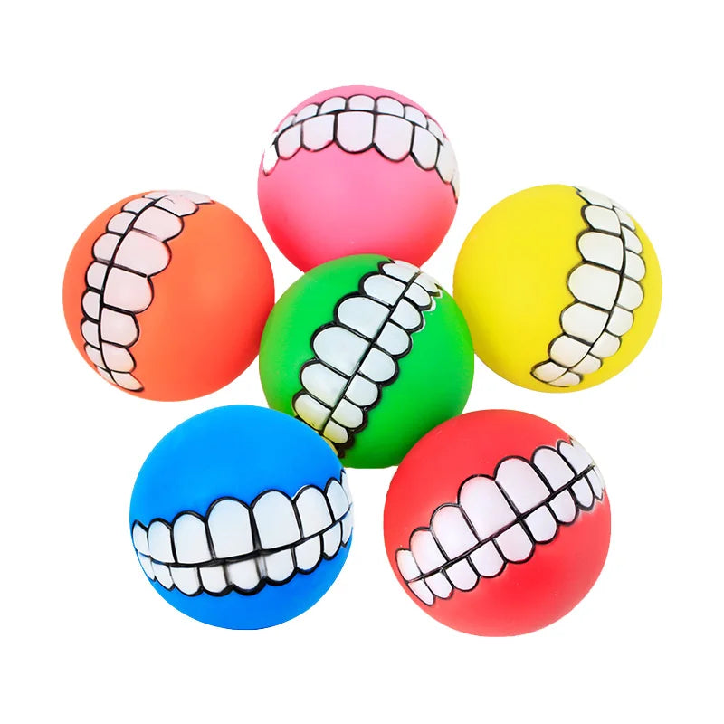 Rubber Squeaky Dog Toy Ball Bite Resistant For Small Puppies
