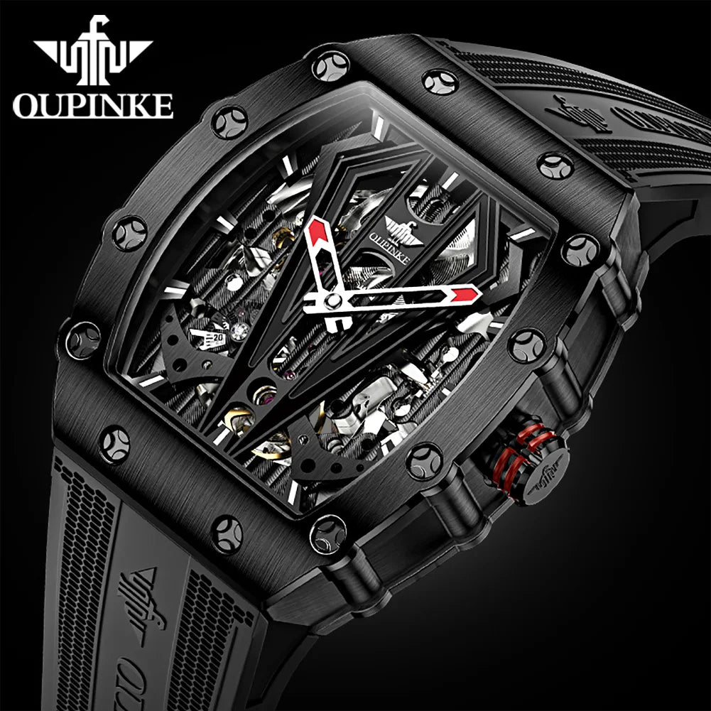 OUPINKE Men's Luxury Automatic Skeleton Watch Waterproof