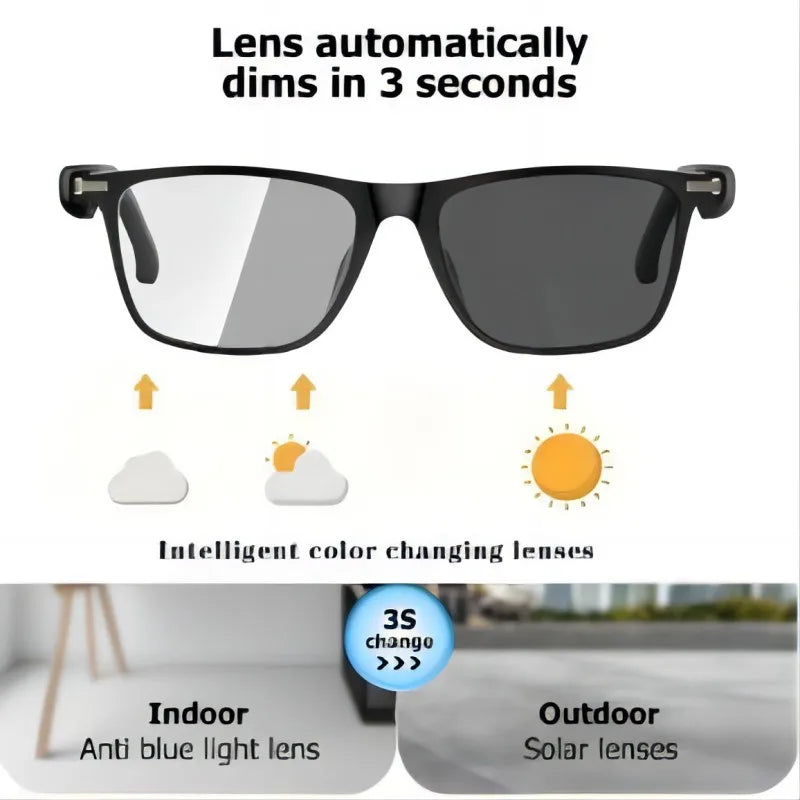 Fecoul Smart Glasses With Automatic Dimming Lenses And HD Voice Calls