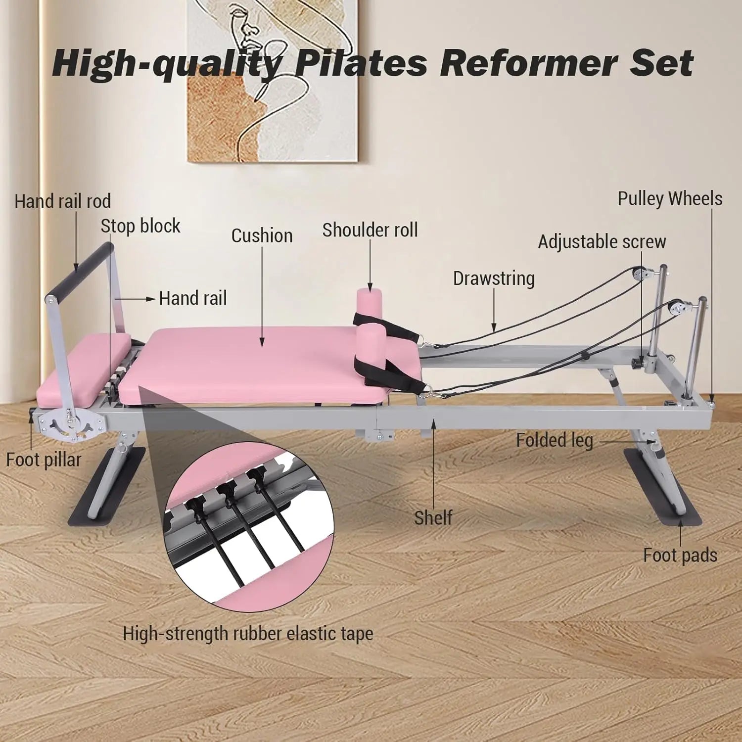 Foldable Pilates Reformer Machine With Jump Board For Home Gym - Arthur's Wellness Emporium