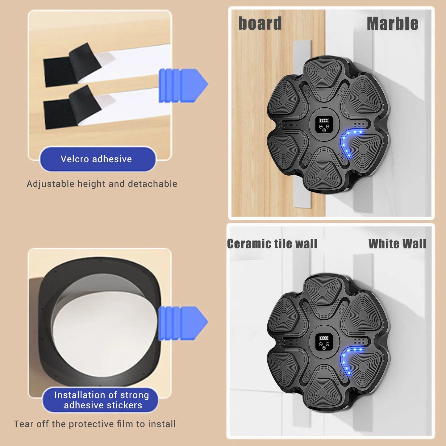 Wall Mounted Smart Musical Boxing Machine With Digital Target Training - Arthur's Wellness Emporium