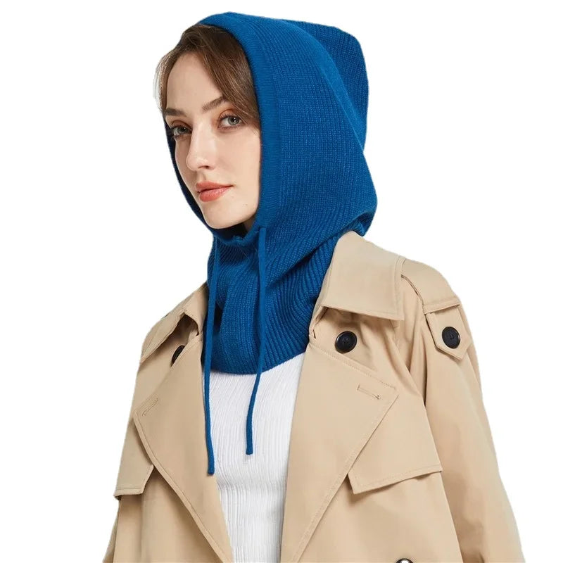 Cashmere Knit Hooded Balaclava For Women Winter Warmth