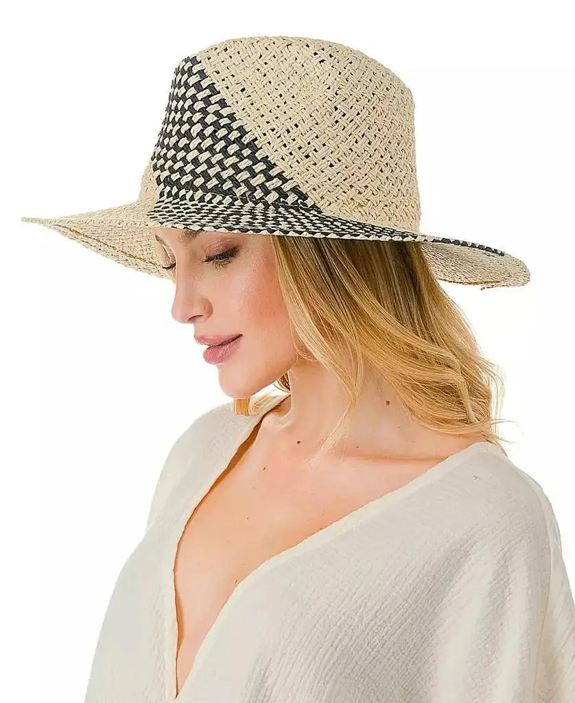 Marcus Adler Straw Panama Hat With Color Detail Unisex - Arthur's Wellness Emporium
