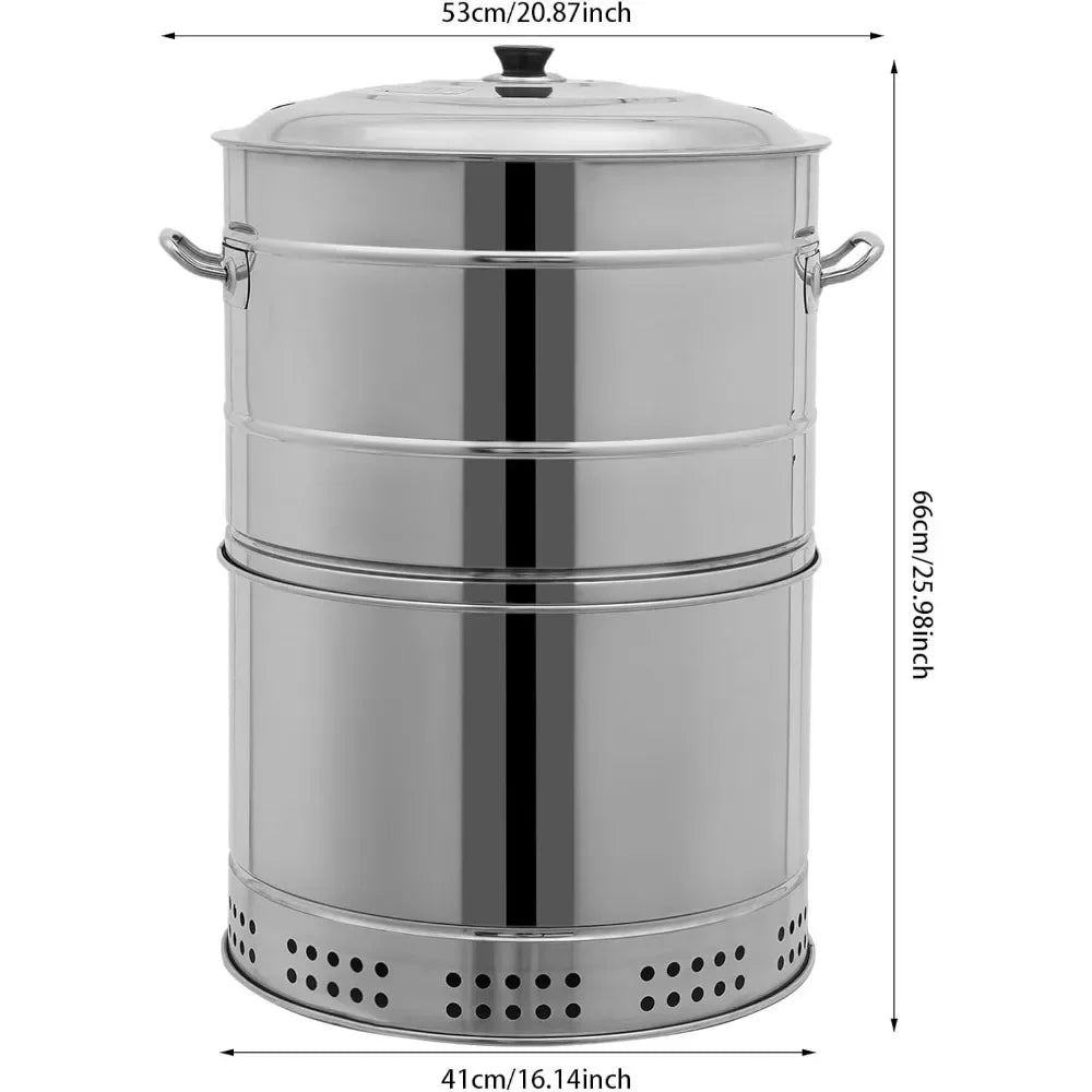 Portable Smokeless Charcoal Grill Stainless Steel 360 Degree Barbecue Barrel