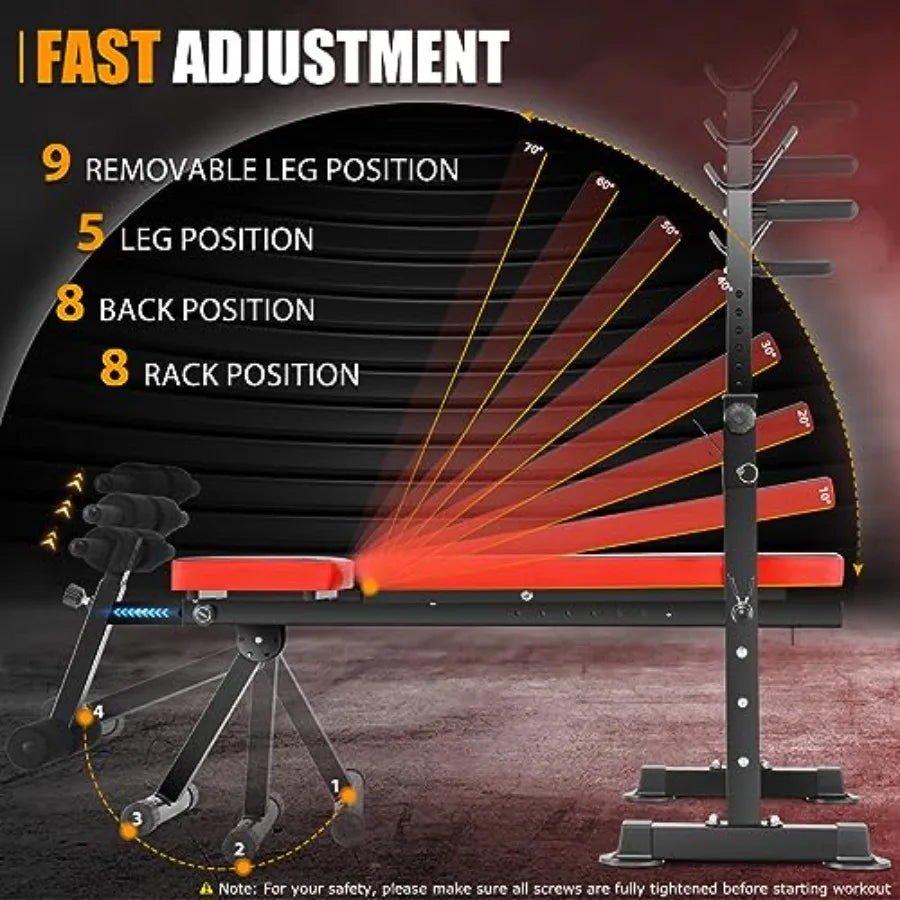 XMSJ 6 In 1 Adjustable Weight Bench With Leg Extensions