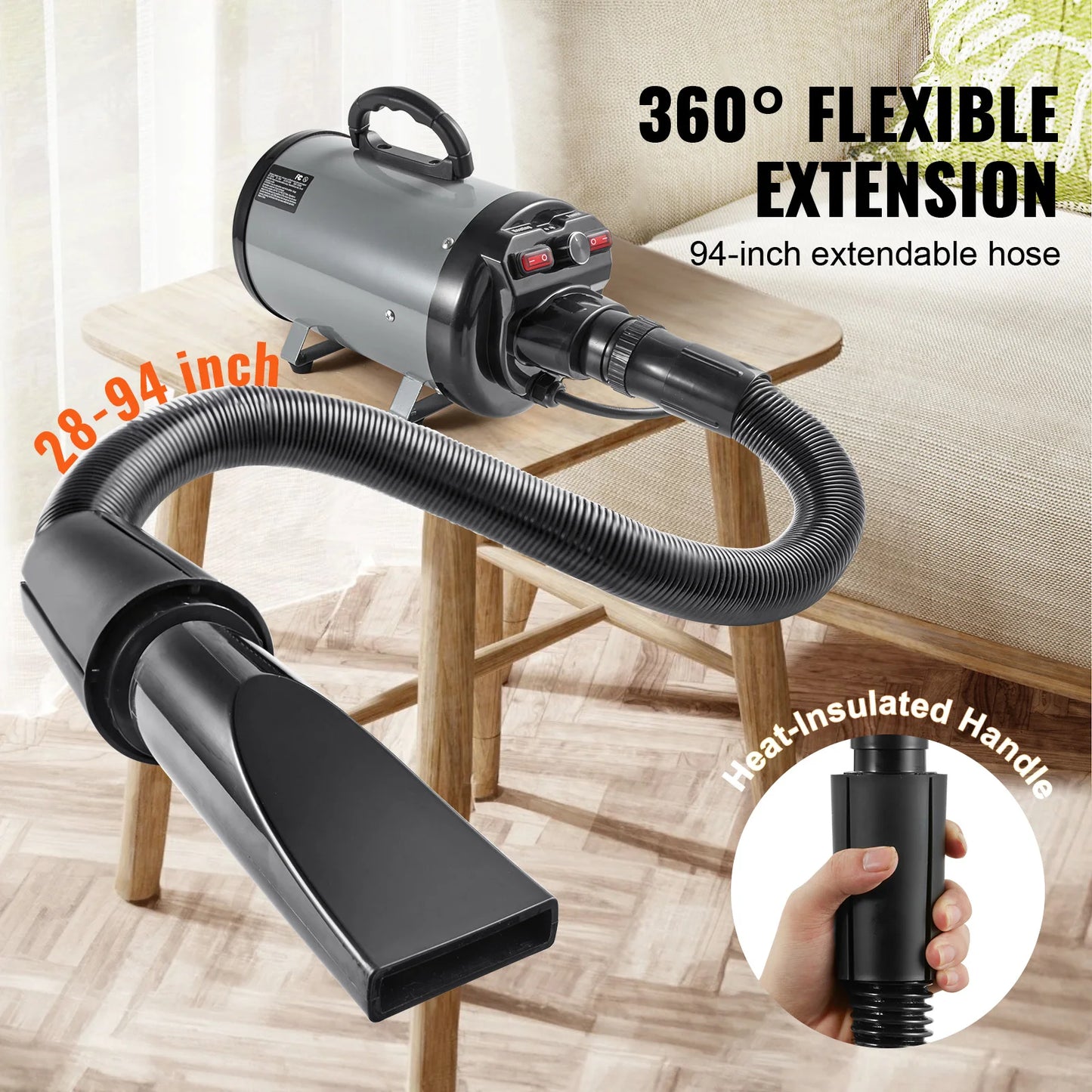 SucceBuy 2000W Dog Dryer With Adjustable Speed And Nozzle Set - Arthur's Wellness Emporium