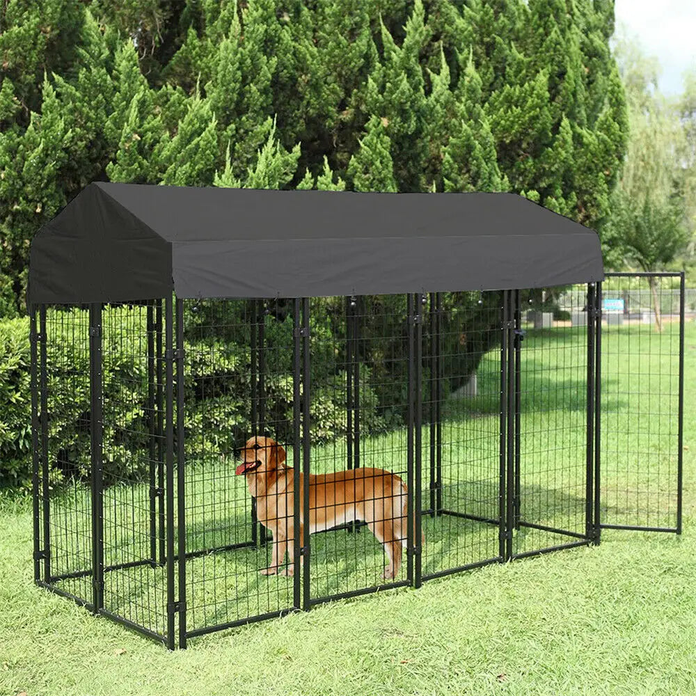 BINGOPAW Large Welded Wire Dog Kennel with UV Waterproof Cover - Arthur's Wellness Emporium