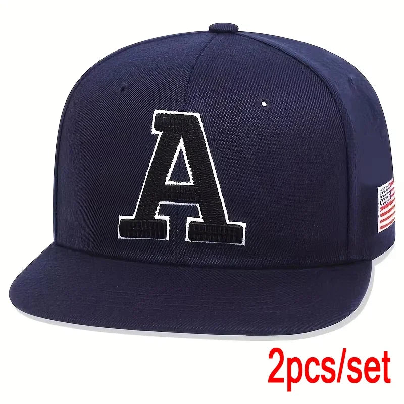 Men Hip Hop Cap A Letter Embroidery Snapback Baseball Hat - Arthur's Wellness Emporium