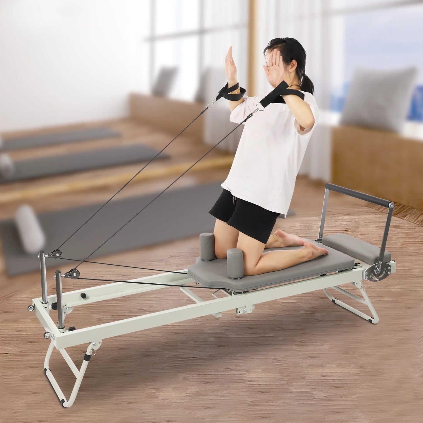 Foldable Pilates Reformer Machine with Adjustable Features