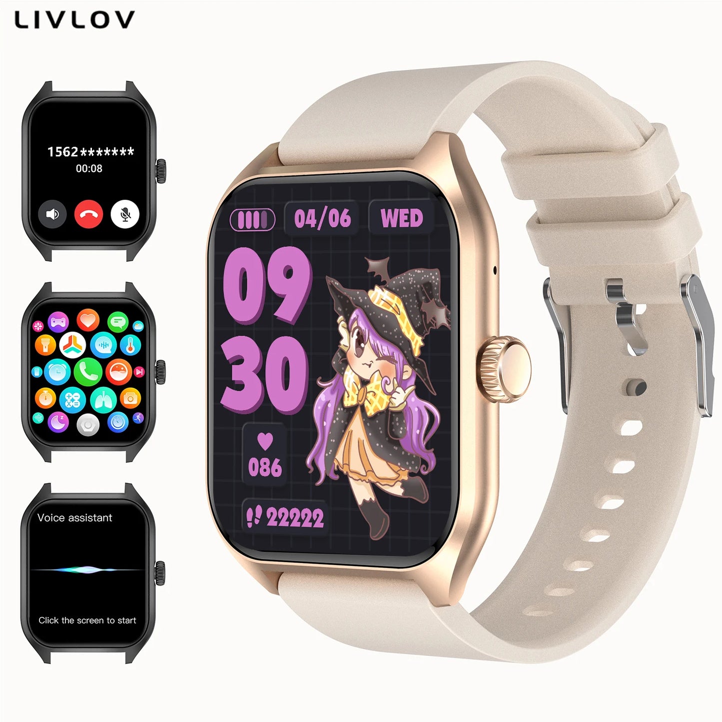 LIVLOVCP AI Voice Assistant Smartwatch Heart Rate Monitor - Arthur's Wellness Emporium