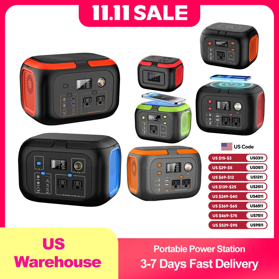 SinKeu 600W Portable Power Station Solar Generator 296Wh For Camping - Arthur's Wellness Emporium