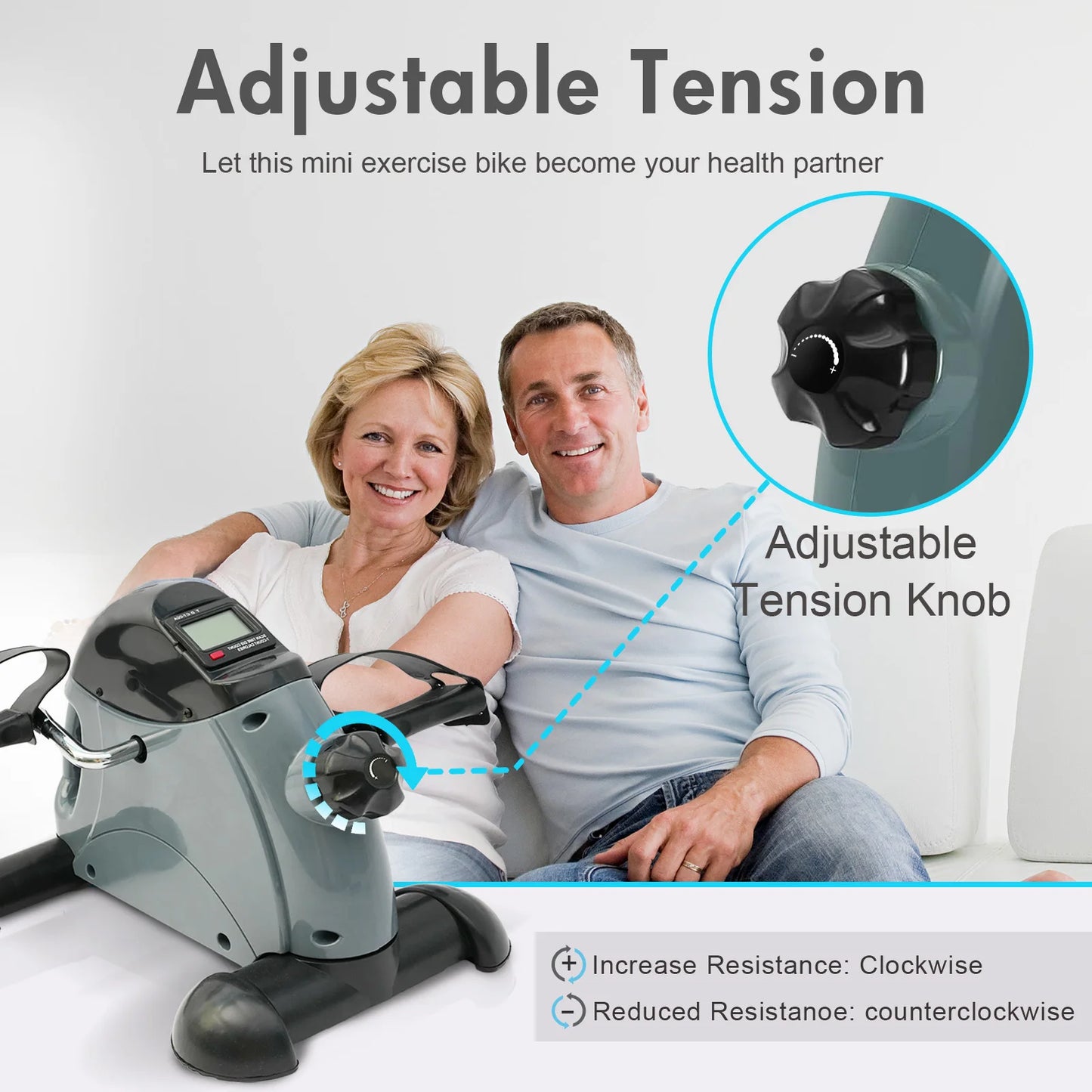 Under Desk Pedal Exerciser Bike LCD Display Multifunction Cardio