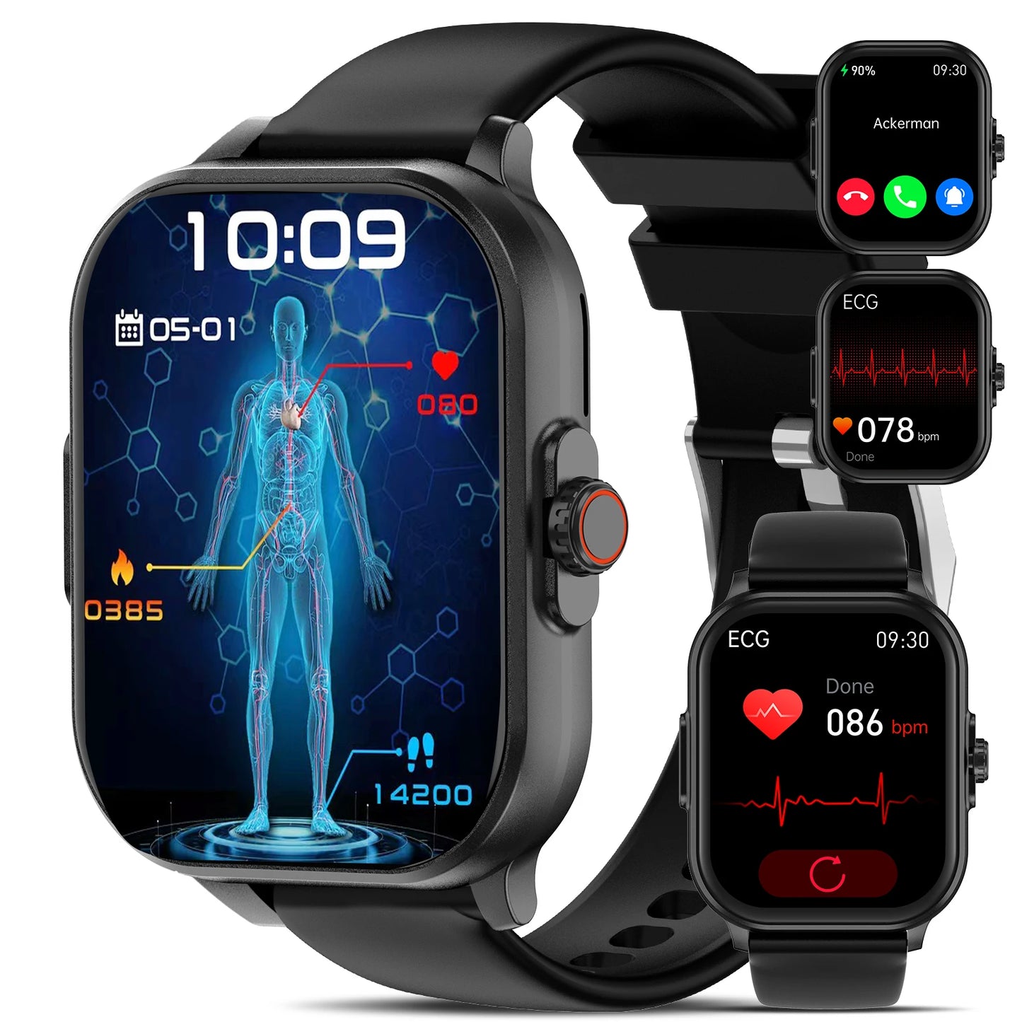 AI Health Diagnose ECG PPG Smartwatch With Bluetooth Call BP - Arthur's Wellness Emporium