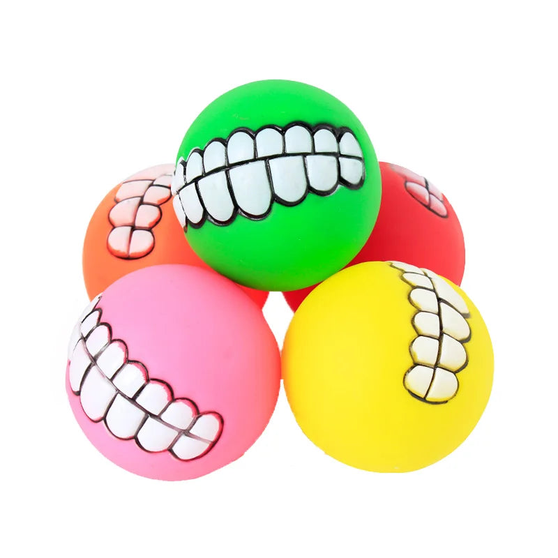 Rubber Squeaky Dog Toy Ball Bite Resistant For Small Puppies