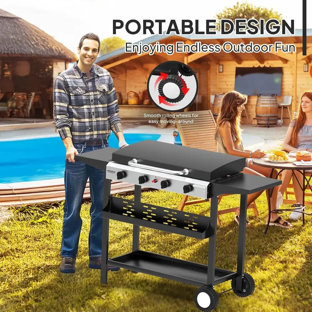 Portable Propane Griddle With Enameled Tray And Electric Ignition - Arthur's Wellness Emporium