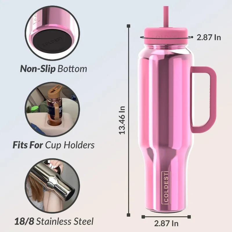 Insulated Stainless Steel Water Bottle With Handle And Straw - Arthur's Wellness Emporium
