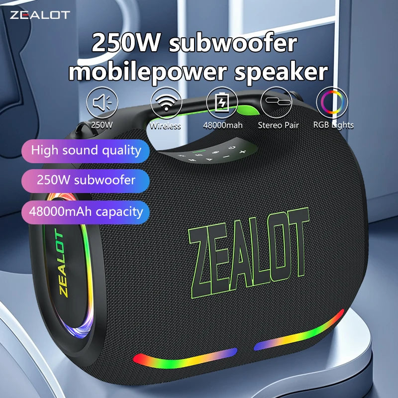 ZEALOT ZE21 250W Wireless Speaker With Carry Handle TWS