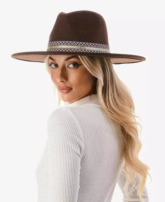 Marcus Adler Womens Wool Blend Panama Hat With Trim
