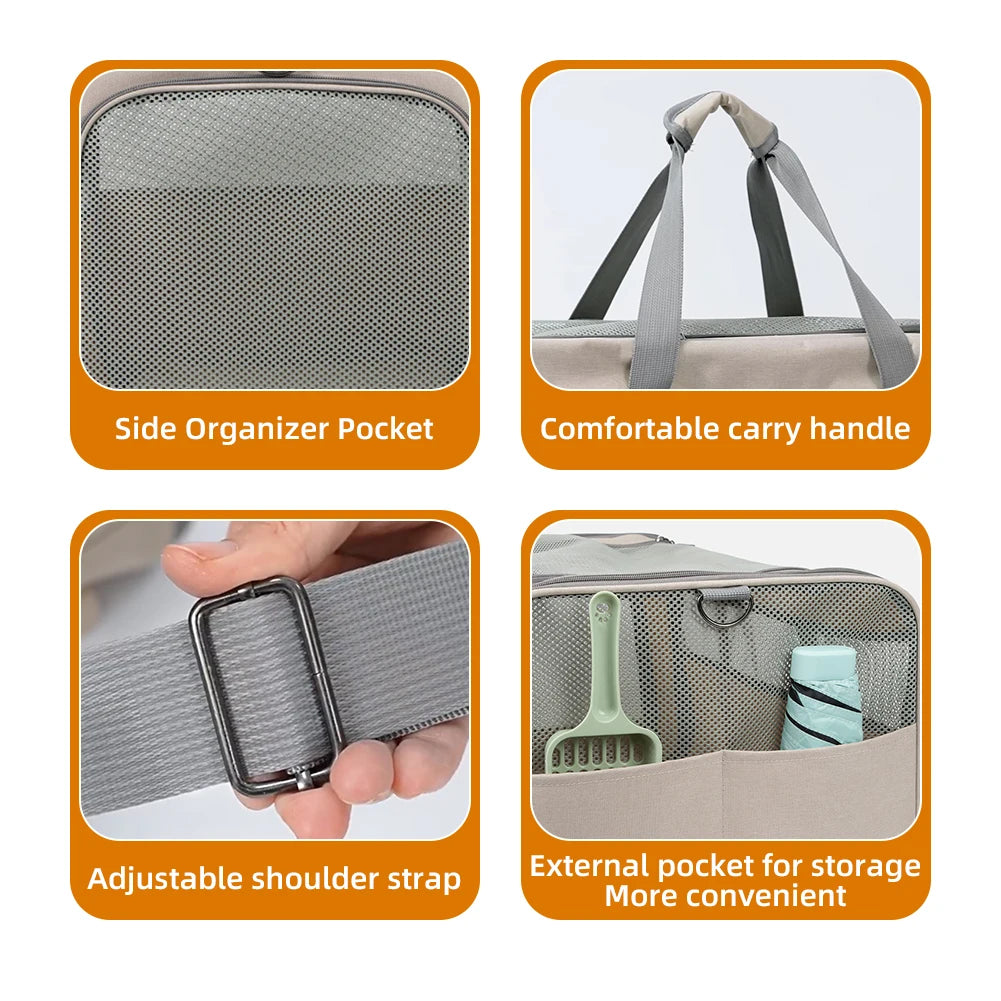 Cat Trolley For 2 Cats Wheeled Carrier With Safety Belts - Arthur's Wellness Emporium