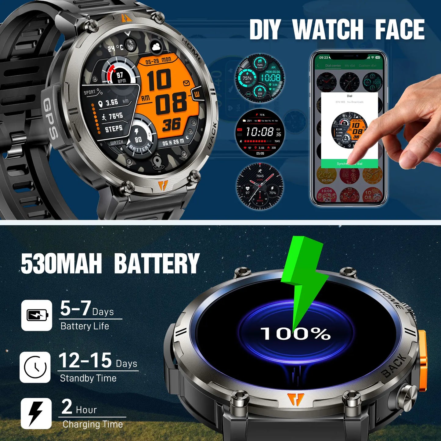 EIGIIS KE3 Smartwatch For Men Bluetooth Call Full Touch Monitor - Arthur's Wellness Emporium