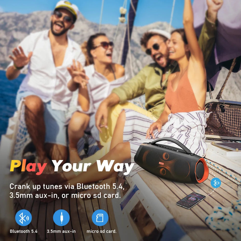 DOSS Portable Bluetooth Speaker 120W IPX6 Waterproof Outdoor Wireless