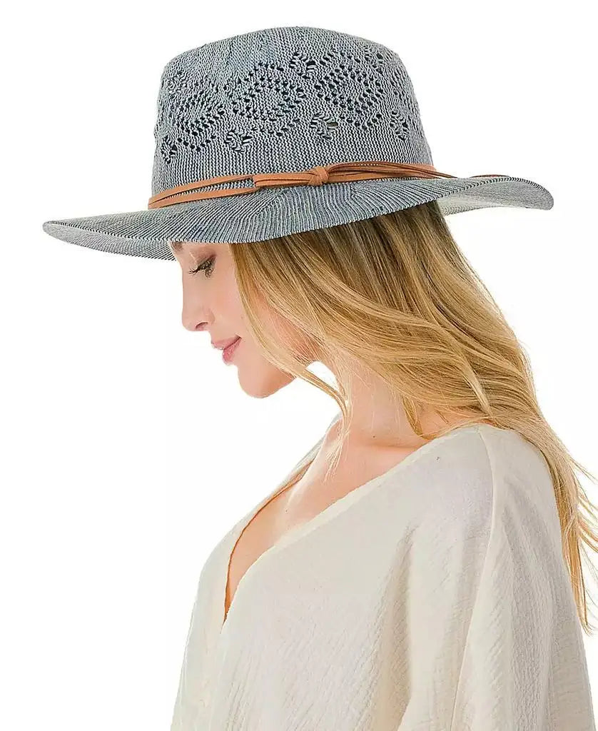 Marcus Adler Packable Panama Hat Faux Trim Unisex Beach - Arthur's Wellness Emporium