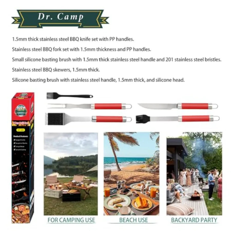 Grill Tools Set Stainless Steel Heavy Duty Outdoor Utensils