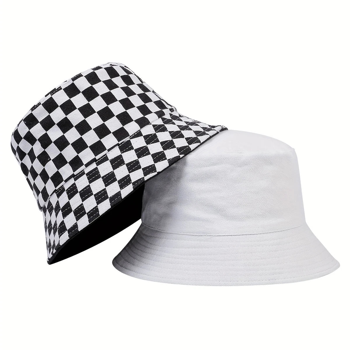 Unisex Black Grid Reversible Bucket Hat For Travel Beach - Arthur's Wellness Emporium