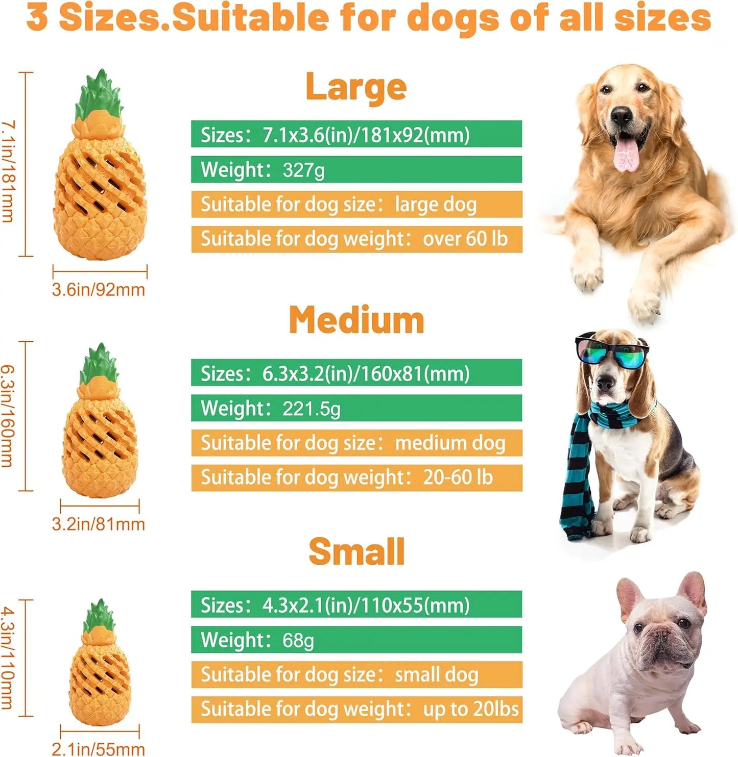 Indestructible Pineapple Dog Chew Toy For Aggressive Chewers Natural Rubber