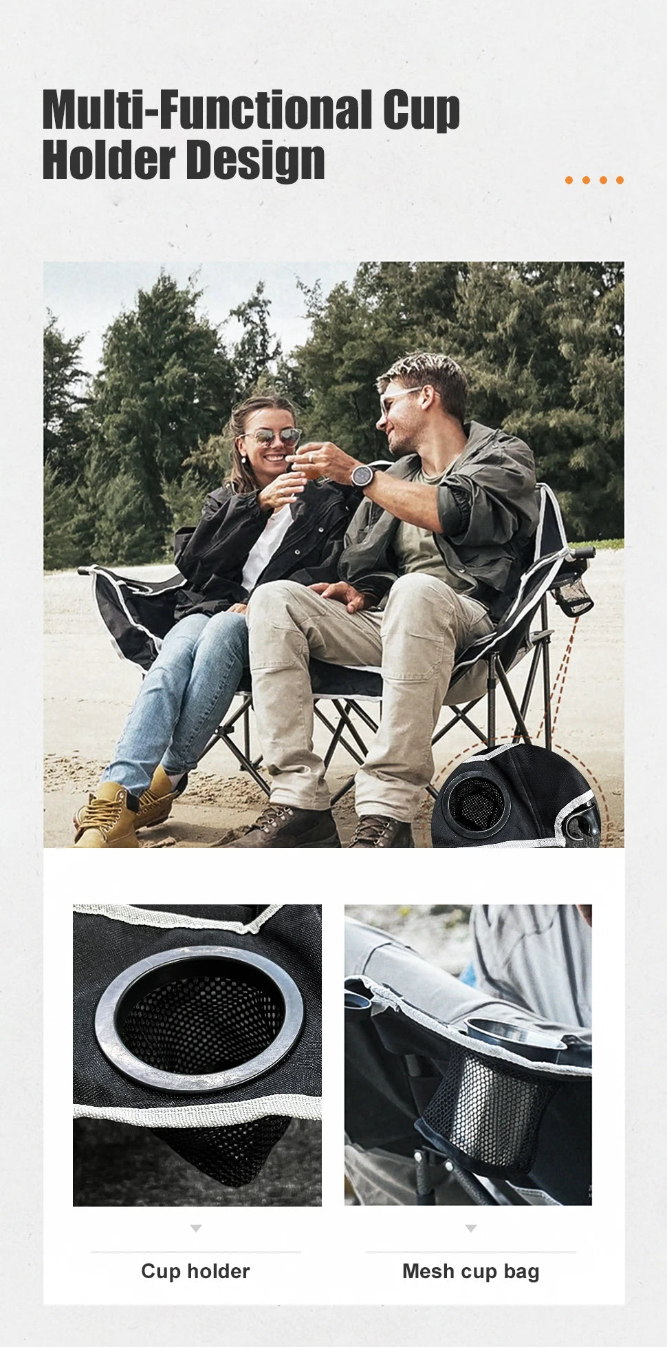 WESTTUNE Double Camping Chair Outdoor Folding Sofa With Cup Holder - Arthur's Wellness Emporium