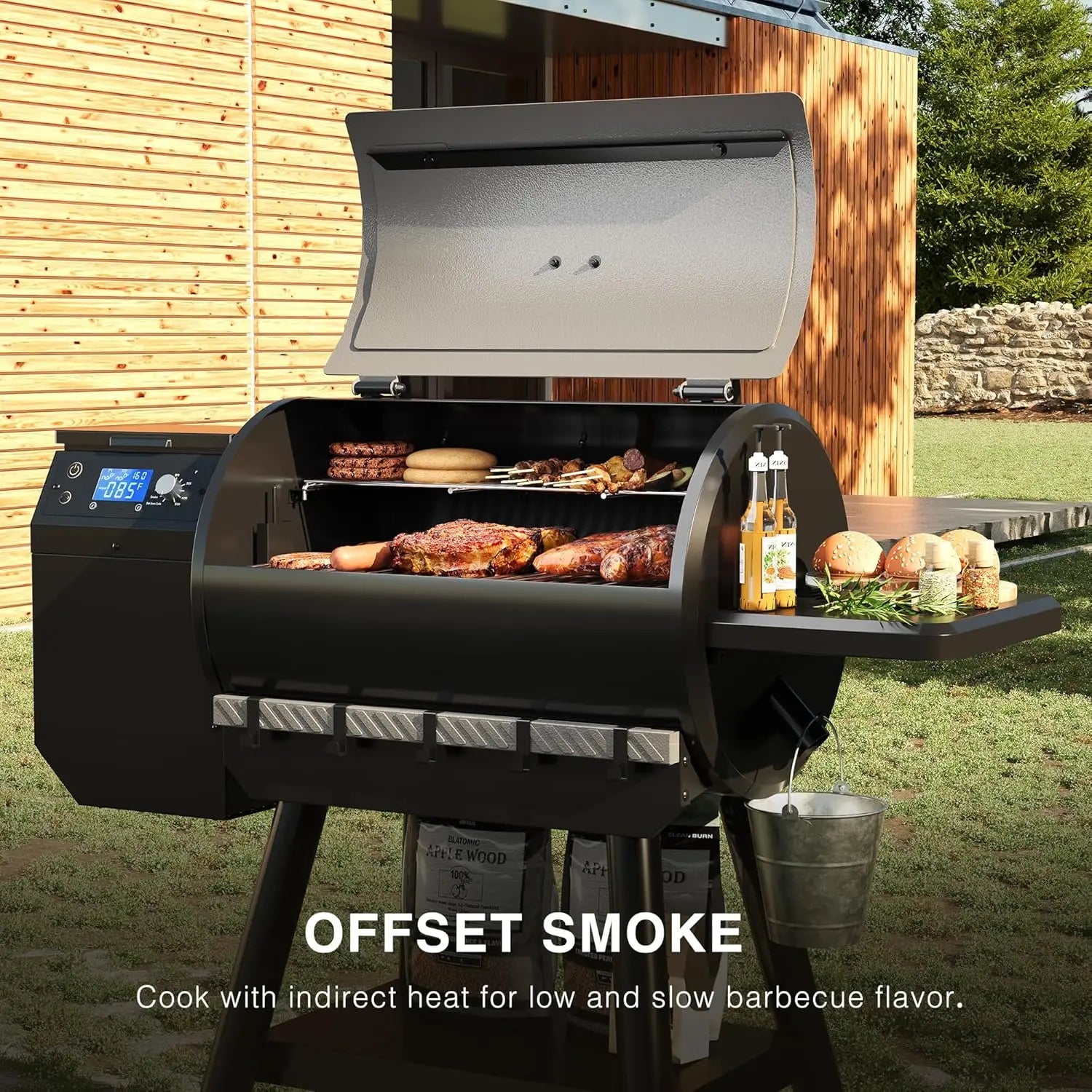 LCD Control Wood Pellet Smoker Grill With Auto Feed - Arthur's Wellness Emporium