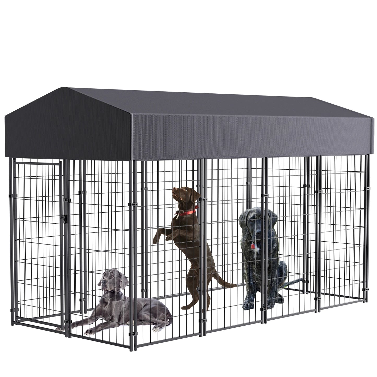 BINGOPAW Large Welded Wire Dog Kennel with UV Waterproof Cover - Arthur's Wellness Emporium