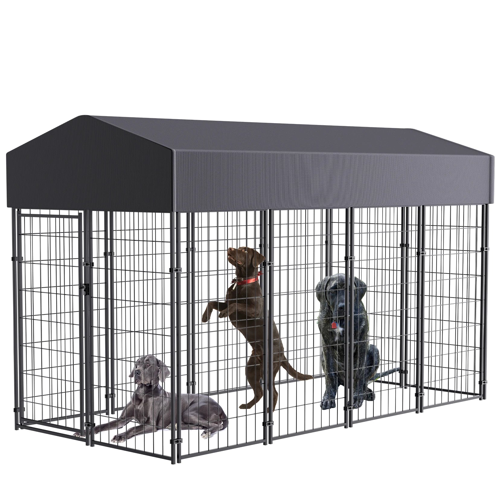 BINGOPAW Large Welded Wire Dog Kennel with UV Waterproof Cover - Arthur's Wellness Emporium