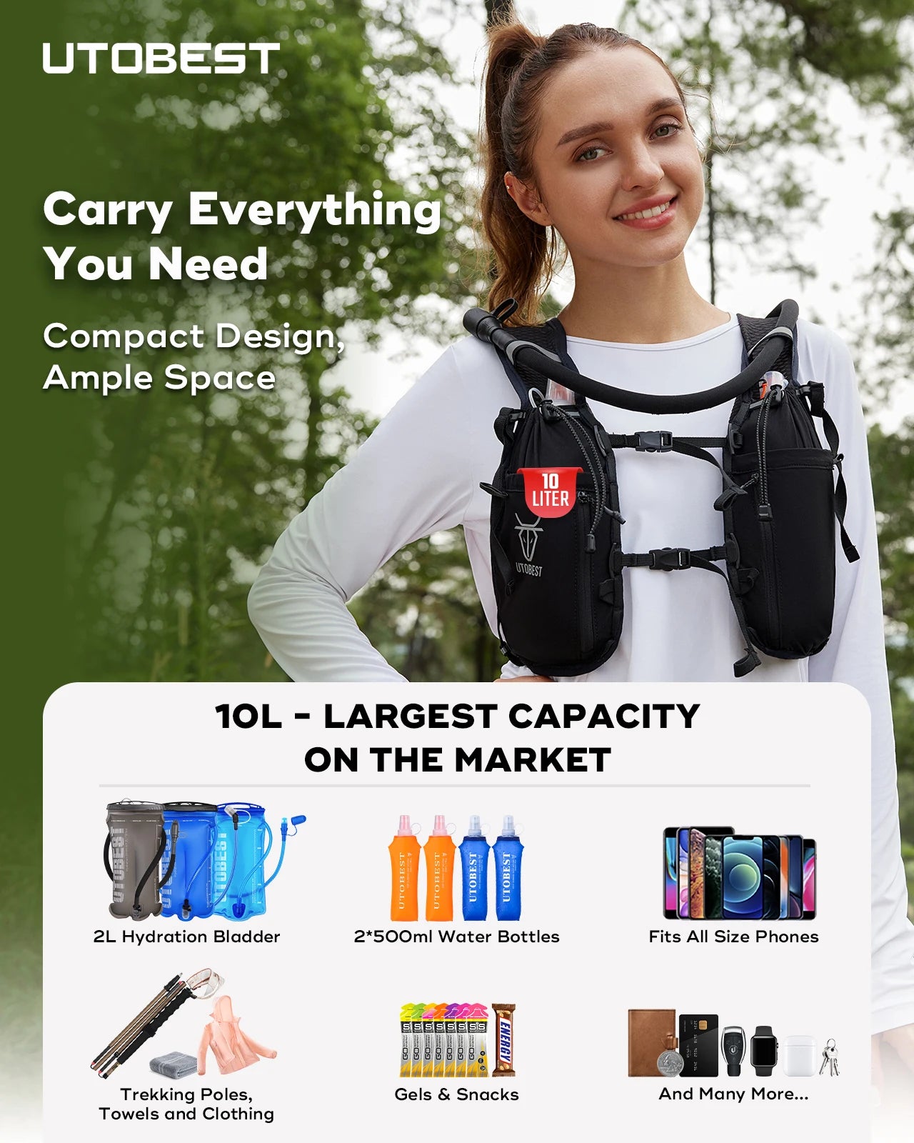 UTOBEST Hydration Backpack for Running Cycling and Hiking - Arthur's Wellness Emporium