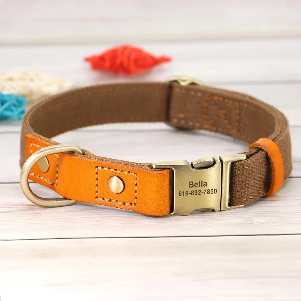 Nylon Custom Dog Collar and Leash Set with Personalized Nameplate - Arthur's Wellness Emporium