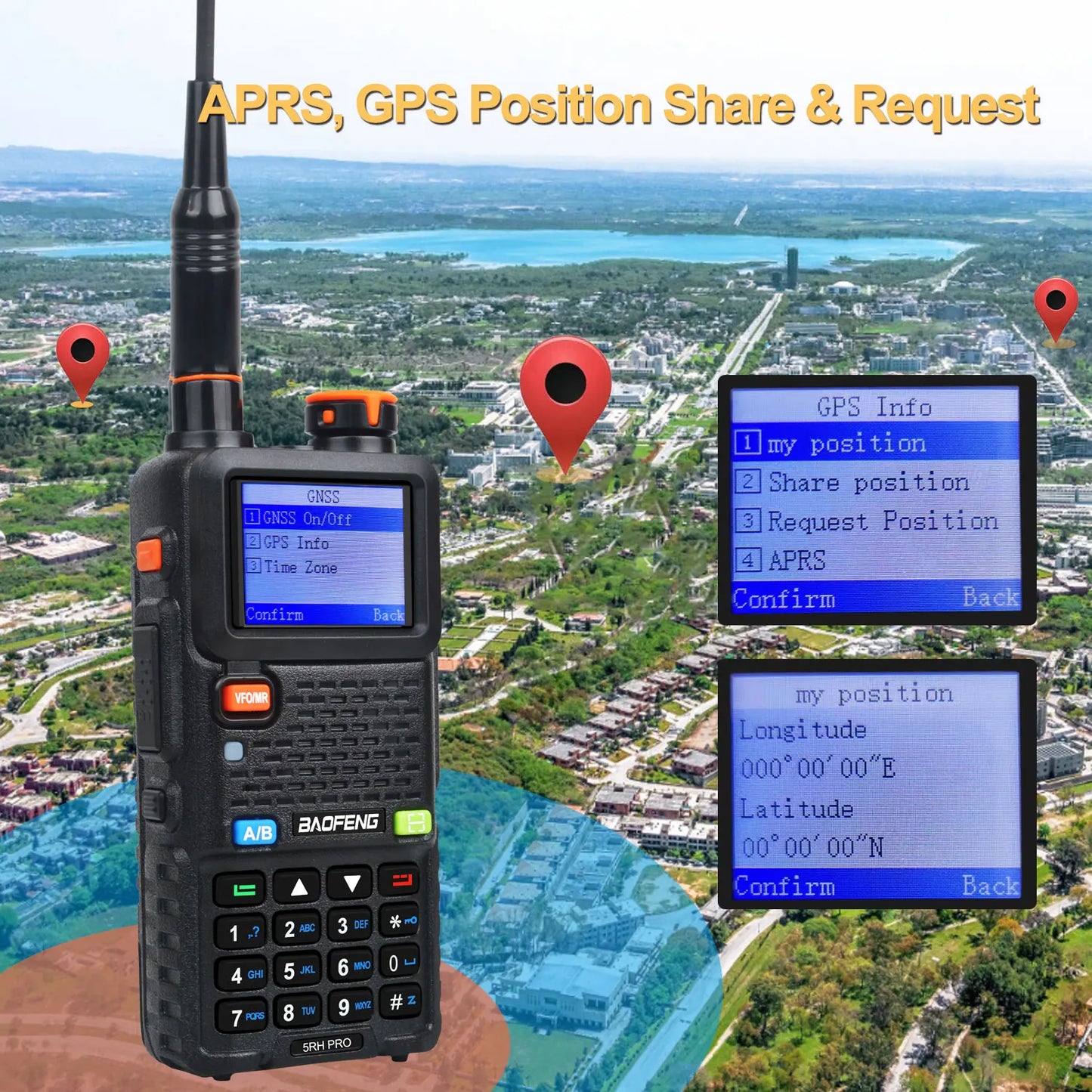 Baofeng 5RH Pro GPS Multi Band Walkie Talkie AM FM NOAA Type C - Arthur's Wellness Emporium