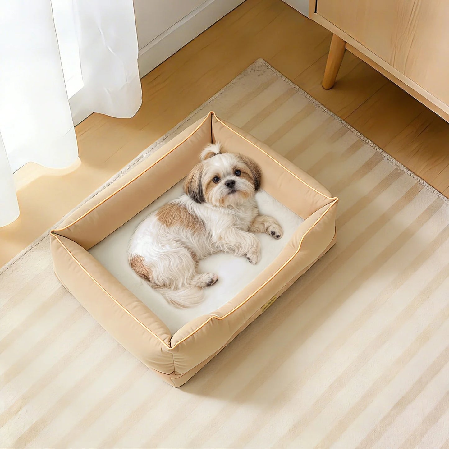 BINGOPAW Rectangular Orthopedic Dog Bed With Bolster And Waterproof Lining