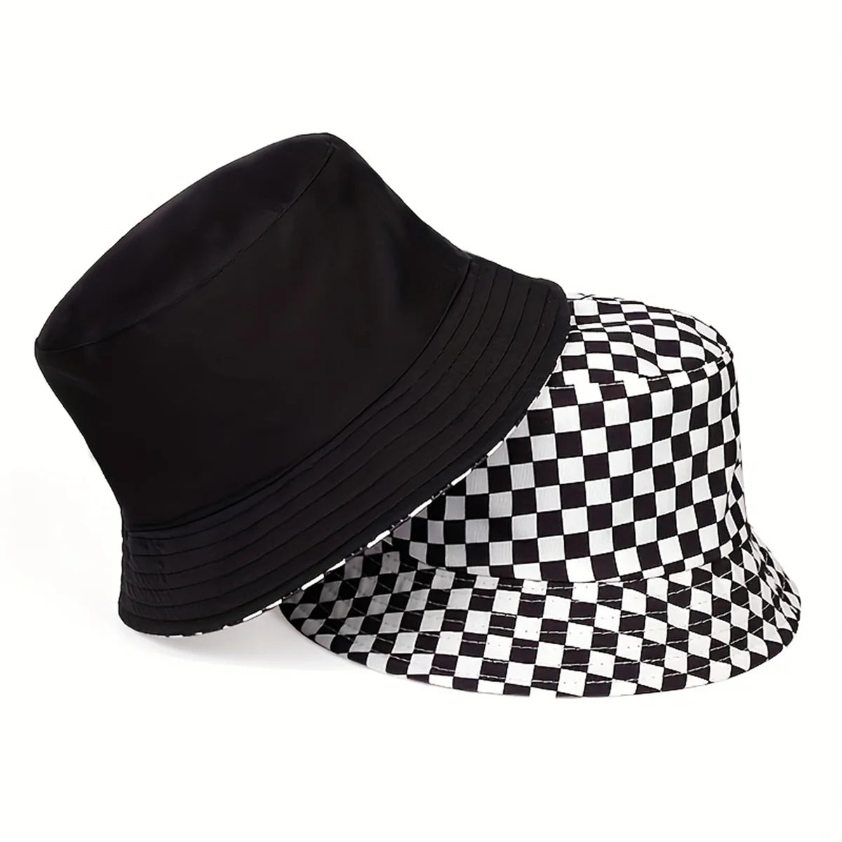 Unisex Black Grid Reversible Bucket Hat For Travel Beach - Arthur's Wellness Emporium